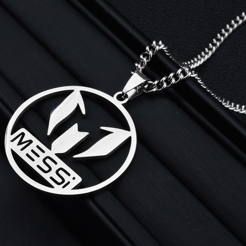 Messi Football Surrounding Titanium Steel Pendant Boy Necklace Hip Hop Street Necklace Souvenir