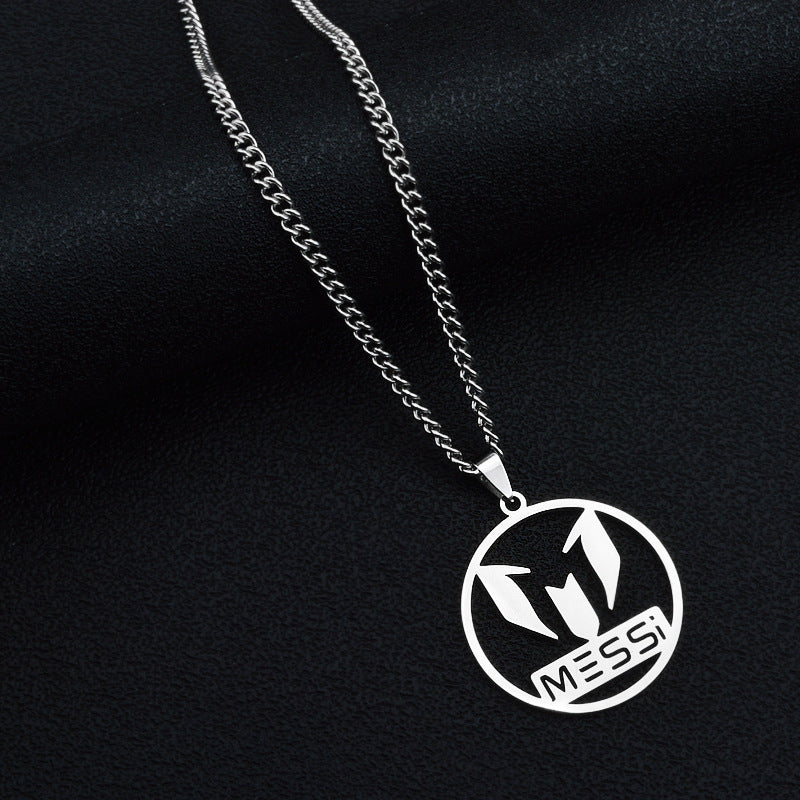 Messi Football Surrounding Titanium Steel Pendant Boy Necklace Hip Hop Street Necklace Souvenir